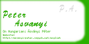 peter asvanyi business card